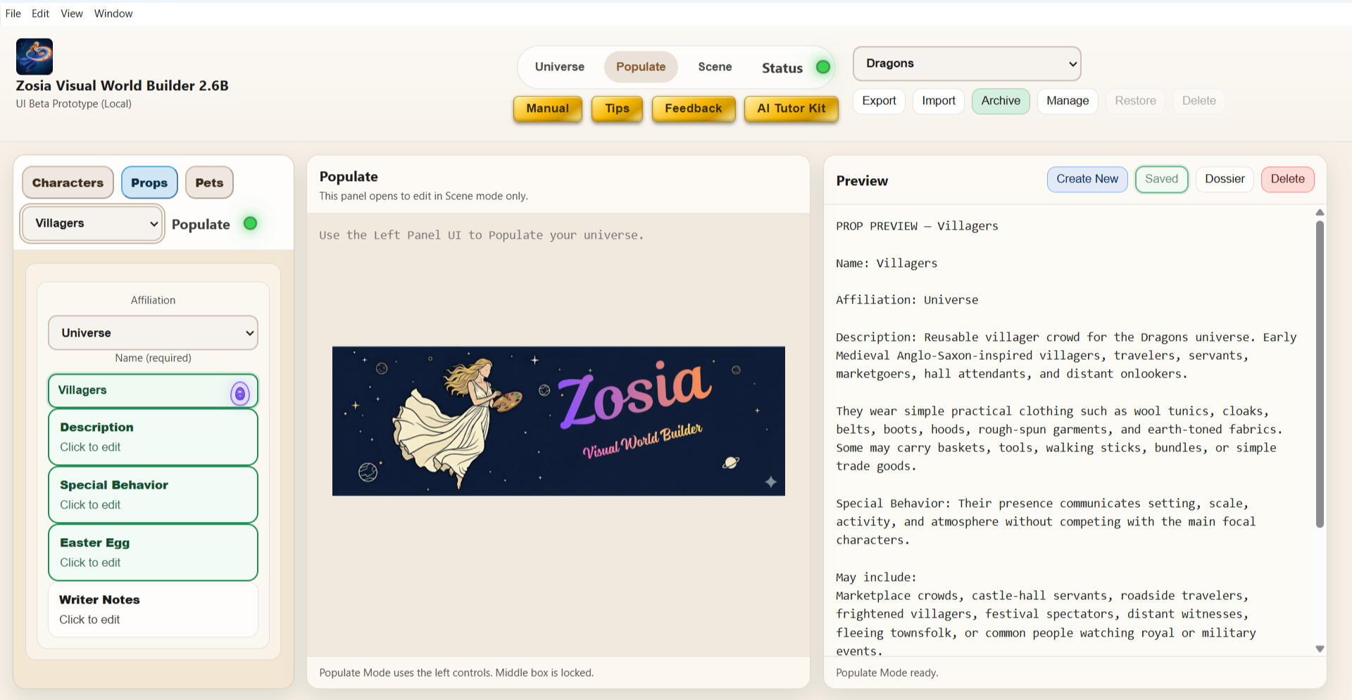 Populate Mode